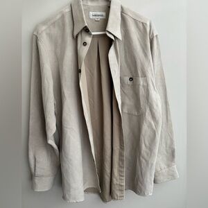 Men’s Light Beige Button-Front Shirt Jacket